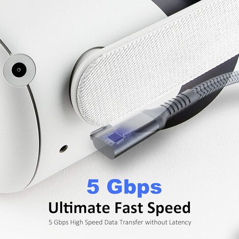 كابل توصيل متوافق مع أوكولوس كويست 2 (16 قدم/5 متر)، كابل كويست لينك لاستبدال كويست / ريفت إس، سلك مجدول من النايلون لنقل البيانات عالي السرعة متوافق مع سماعات أوكولوس كويست وكمبيوتر ألعاب in Kuwait