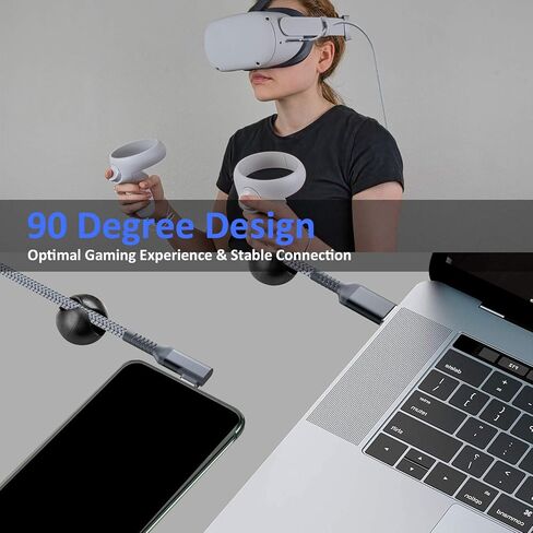 كابل توصيل متوافق مع أوكولوس كويست 2 (16 قدم/5 متر)، كابل كويست لينك لاستبدال كويست / ريفت إس، سلك مجدول من النايلون لنقل البيانات عالي السرعة متوافق مع سماعات أوكولوس كويست وكمبيوتر ألعاب in Kuwait