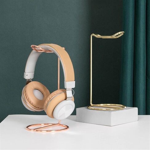 Headphone Stand/Headset Holder Headphone Stand Metal Headset Holder Earphone Display Rack Hanger Wireless Headphones Holder Support Gamer Helmet for Table Desk Orgnizer, 1 Pack (Gold) PC Gaming Headse in Kuwait
