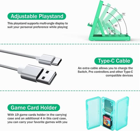 Younik Switch Carrying Case, 16 in 1 Switch Case Accessories Black for Switch Original Model Includes Switch Travel Case Girls, Protective Case Cover, Screen Protector, Switch Game Case and More in Saudi Arabia