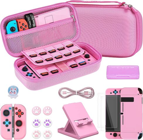 Younik Switch Carrying Case, 16 in 1 Switch Case Accessories Black for Switch Original Model Includes Switch Travel Case Girls, Protective Case Cover, Screen Protector, Switch Game Case and More in Saudi Arabia