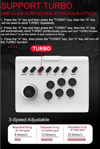 عصا التحكم في لعبة ArVin Arcade Fight Stick لجهاز iPhone iOS Android PC Fighting Stick لجهاز Nintendo Switch/PS3/PS4 Arcade Rocker Gamepad مع Turbo & Marco للمحاكيات/Cloud/PS Remote Play/Steam in Kuwait