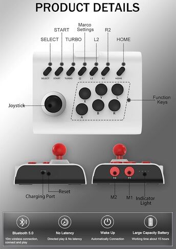 عصا التحكم في لعبة ArVin Arcade Fight Stick لجهاز iPhone iOS Android PC Fighting Stick لجهاز Nintendo Switch/PS3/PS4 Arcade Rocker Gamepad مع Turbo & Marco للمحاكيات/Cloud/PS Remote Play/Steam in Kuwait