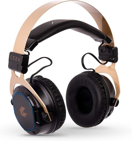 CEEK Wireless Bluetooth Headphones Over Ear with Noise Cancelling, 360° Surround Sound, Foldable Design & Detachable Mic - Headphones for Gym, Gaming, Music & Travel with Earth Shaking Bass - Gold. in Kuwait