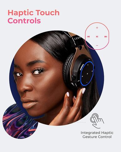 CEEK Wireless Bluetooth Headphones Over Ear with Noise Cancelling, 360° Surround Sound, Foldable Design & Detachable Mic - Headphones for Gym, Gaming, Music & Travel with Earth Shaking Bass - Gold. in Kuwait