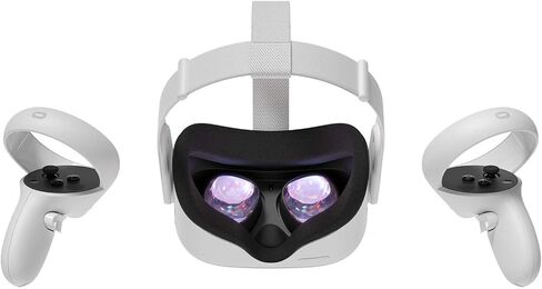 Oculus Quest 2 — فيديو بسعة 256 جيجابايت — سماعة رأس للواقع الافتراضي الكل في واحد متقدمة باللون الأبيض — صوت سينمائي ثلاثي الأبعاد — للترفيه العائلي أثناء الاستمتاع بألعاب الواقع الافتراضي — كابل توصيل USB من النوع C بطول 16 قدمًا in Kuwait
