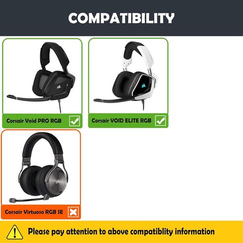 HTINDUSTRY Durable Replacement Ear Pads Cushions Compatible with Corsair Void/Corsair Void Pro RGB Gaming Headset EarPads with Breathable Fabric&High Quality Foam in Saudi Arabia