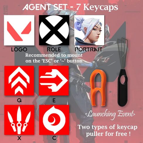 Valorant Custom Keycaps (Agent Astra) - Laser Engraved with Each Valorant Agent's Portrait, Skills, and Position. Fit with Any Mechanical Keyboard. Valorant Gift for Gamers, Adults, and Teens. in Saudi Arabia