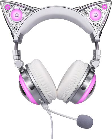 New Edition Wireless Cat Ear Headphones (12 Color Changing) 3.5mm Jack, Bluetooth&Wired connection (Black) in Saudi Arabia