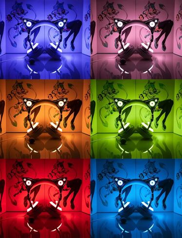 New Edition Wireless Cat Ear Headphones (12 Color Changing) 3.5mm Jack, Bluetooth&Wired connection (Black) in Saudi Arabia