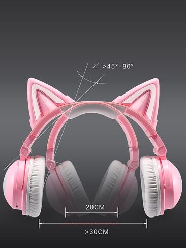 New Edition Wireless Cat Ear Headphones (12 Color Changing) 3.5mm Jack, Bluetooth&Wired connection (Black) in Saudi Arabia
