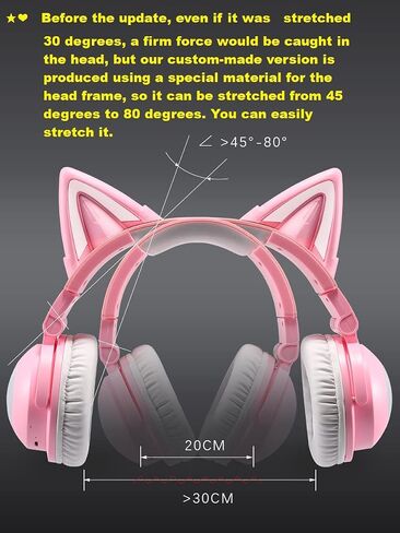 New Edition Wireless Cat Ear Headphones (12 Color Changing) 3.5mm Jack, Bluetooth&Wired connection (Black) in Saudi Arabia
