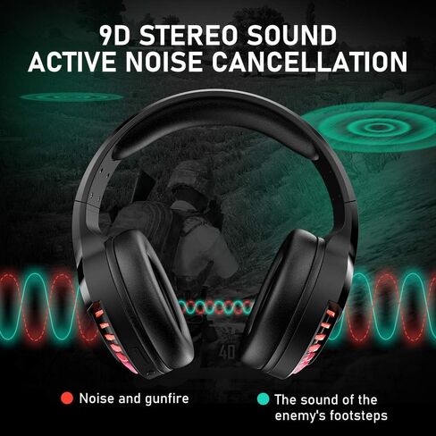 Wireless RGB Bluetooth Gaming Headphone with Noise Cancellation-Black in Saudi Arabia