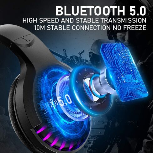 Wireless RGB Bluetooth Gaming Headphone with Noise Cancellation-Black in Saudi Arabia