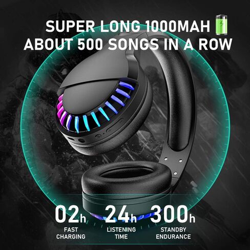 Wireless RGB Bluetooth Gaming Headphone with Noise Cancellation-Black in Saudi Arabia