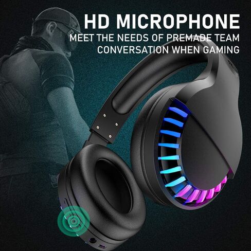 Wireless RGB Bluetooth Gaming Headphone with Noise Cancellation-Black in Saudi Arabia