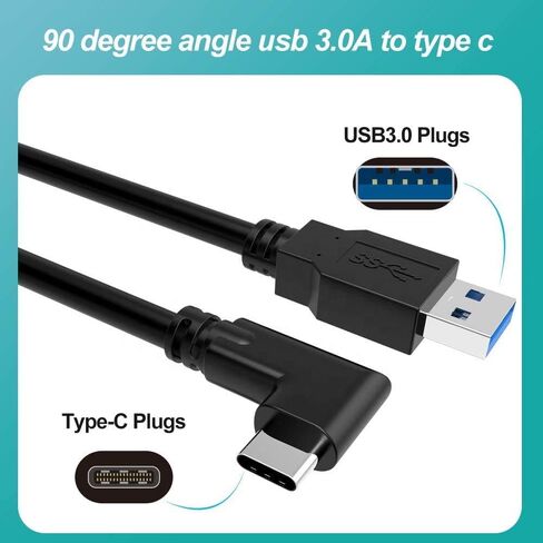 TNE for Oculus Quest 2 Link Cable & Replacement Quest 2 Charger PC Gaming & Charging | High Speed Data Transfer & Fast Charge Angled Type C USB3.2 Gen1 to USB Type A Power Cord (10ft/3m Black) in Kuwait