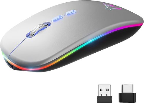 HOTLIFE Wireless Mouse, Slim LED Rechargeable Silent Bluetooth Mouse, Black in Kuwait