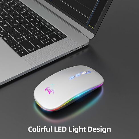 HOTLIFE Wireless Mouse, Slim LED Rechargeable Silent Bluetooth Mouse, Black in Kuwait
