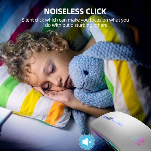 HOTLIFE Wireless Mouse, Slim LED Rechargeable Silent Bluetooth Mouse, Black in Kuwait