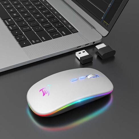 HOTLIFE Wireless Mouse, Slim LED Rechargeable Silent Bluetooth Mouse, Black in Kuwait