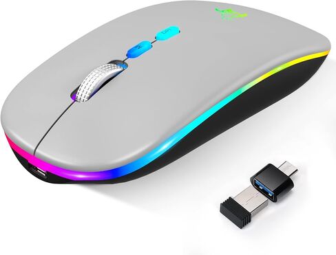 HOTLIFE Wireless Mouse, Slim LED Rechargeable Silent Bluetooth Mouse, Black in Saudi Arabia