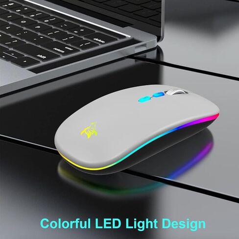 HOTLIFE Wireless Mouse, Slim LED Rechargeable Silent Bluetooth Mouse, Black in Saudi Arabia