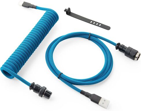كابل USB C ملفوف مخصص من GUNMJO Pro للوحة مفاتيح الألعاب، كابل لوحة مفاتيح ميكانيكية بأكمام مزدوجة مع طيار معدني قابل للفصل، 1.5 متر USB-C إلى USB-A، لون سديم in Kuwait