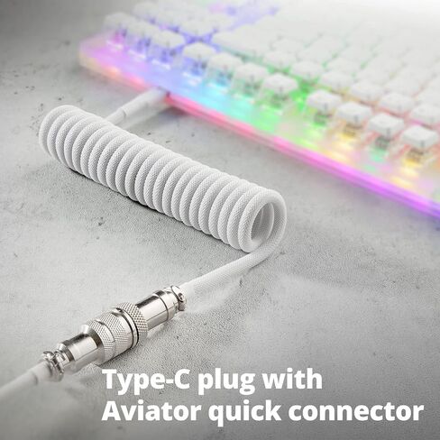 GUNMJO Pro Custom Coiled USB C Cable for Gaming Keyboard, Double-Sleeved Mechanical Keyboard Cable with Detachable Metal Aviator, 1.5M USB-C to USB-A, Nebula Color in Saudi Arabia