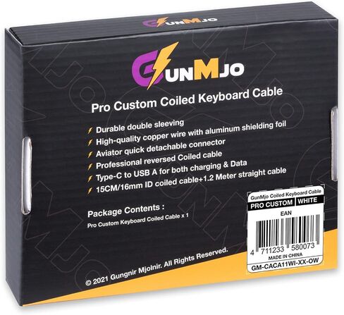 GUNMJO Pro Custom Coiled USB C Cable for Gaming Keyboard, Double-Sleeved Mechanical Keyboard Cable with Detachable Metal Aviator, 1.5M USB-C to USB-A, Nebula Color in Saudi Arabia