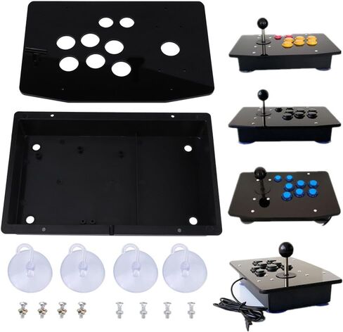 WALFRONT Acrylic Panel and Case Manual Joystick DIY Set Kits Replacement for Arcade Game, Machine Cabinet Controller DIY Kit Black in Saudi Arabia