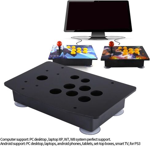 WALFRONT Acrylic Panel and Case Manual Joystick DIY Set Kits Replacement for Arcade Game, Machine Cabinet Controller DIY Kit Black in Saudi Arabia