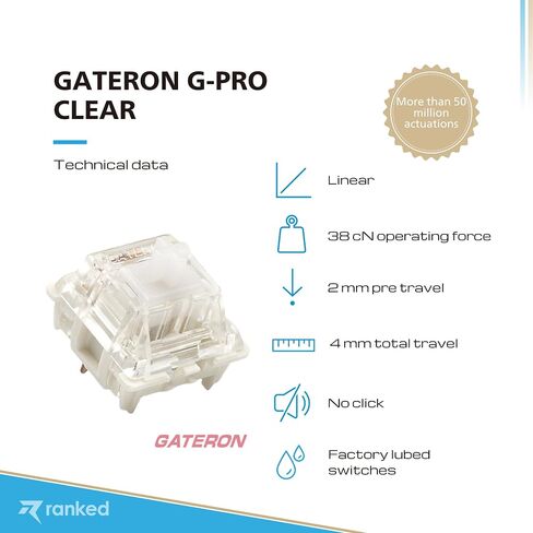 Ranked Pack of Gateron ks-9 G PRO Switches for Mechanical Gaming Keyboards | Plate Mounted | Pre Lubed (Gateron PRO Yellow, 65 Pcs) in Saudi Arabia