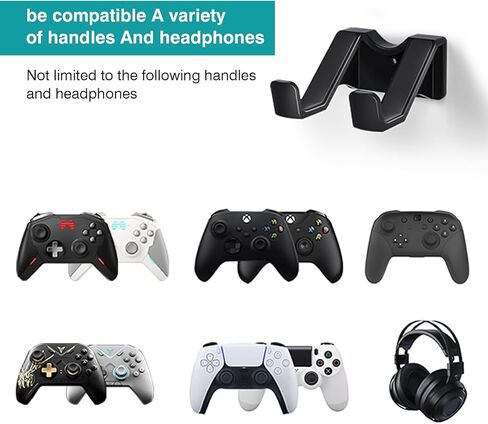 Liboer Universal Game Controller Stand حامل تثبيت على الحائط، شماعة بلاستيكية لسماعات الألعاب، مناسبة لجهاز الكمبيوتر Xbox Switch PS5 ملحقات سماعات الرأس (قطعتان) in Kuwait