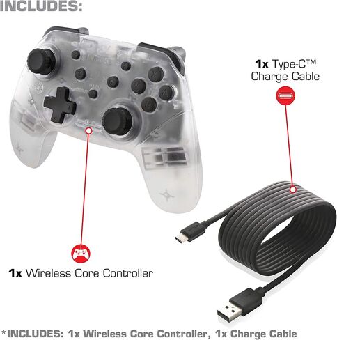 Nyko Wireless Core Controller for Nintendo Switch - Bluetooth Pro Controller Alternative with Turbo Programming, Ergonomic Design and Type C Charging Cable - Compatible w/ Android and PC (Black) in Saudi Arabia