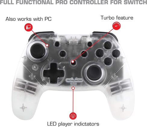 Nyko Wireless Core Controller for Nintendo Switch - Bluetooth Pro Controller Alternative with Turbo Programming, Ergonomic Design and Type C Charging Cable - Compatible w/ Android and PC (Black) in Saudi Arabia