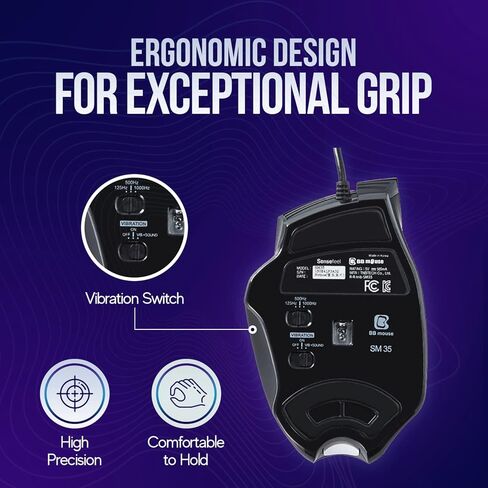 بي بي SM35 هابيتيك ماوس العاب ، خفيف الوزن ومريح USB ، 6 أزرار، قابل للتعديل 12000 نقطة في البوصة (6 خطوات)، غطاء قابل للتبديل للكمبيوتر المحمول نوت بوك ماك بوك (بني غامق وأسود) in Kuwait