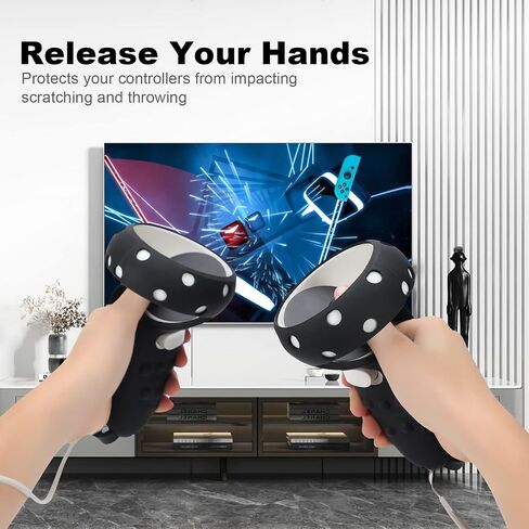 Silicone Controller Grip for Oculus Quest 2 Accessories, with VR Headset Lens Cleaning Pen, Thumb Button Cap，Protective Lens Cover, Silicone Face Cover Sweat Guard Anti-Leakage Pad (red) in Saudi Arabia