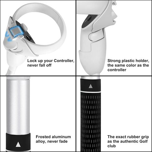 SOULWIT Golf Club Adapter Handle Attachment for Oculus (Meta) Quest 2 (Right-Hand Controller), VR Golf Grip Extension Accessory, Easy Installation - White in Saudi Arabia