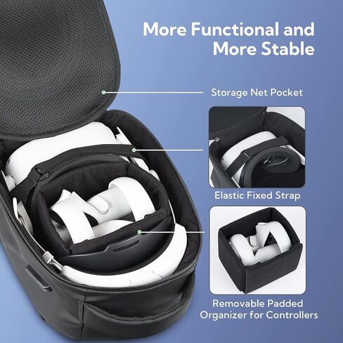 ZYBER Hard Carrying Case for Meta Quest 2, Black Backpack Travel Case for Oculus Quest 2 Accessories, Pico 4, Quest Pro in Kuwait