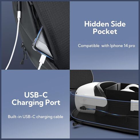 ZYBER Hard Carrying Case for Meta Quest 2, Black Backpack Travel Case for Oculus Quest 2 Accessories, Pico 4, Quest Pro in Kuwait