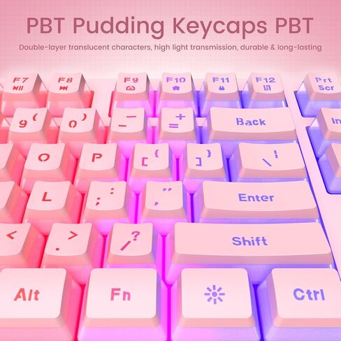 Gaming Keyboard Wired, 7-Color Backlit, 104 Keys Quiet Light Up, Wrist Rest | Rainbow LED Backlit, Wrist Rest, Whisper Silent, Anti-ghosting Multimedia Keys, Waterproof USB Wired Keyboard for PC Mac Xbox in Kuwait