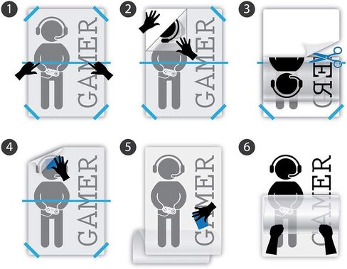 Vinyl Wall Decal Gamer Gamepad Joystick Video Game Gaming Stickers Mural (ig6320) Black in Saudi Arabia