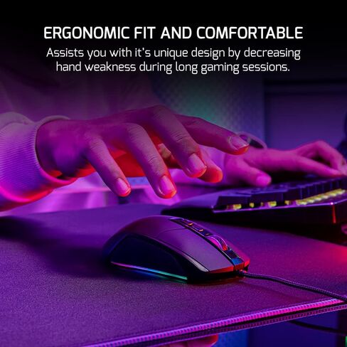 GAMEPOWER Kyojin RGB Wired Gaming Mouse, 6400 DPI Optical Sensor, Programmable Buttons, Black in Saudi Arabia