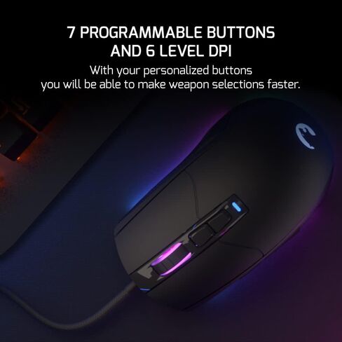 GAMEPOWER Kyojin RGB Wired Gaming Mouse, 6400 DPI Optical Sensor, Programmable Buttons, Black in Saudi Arabia