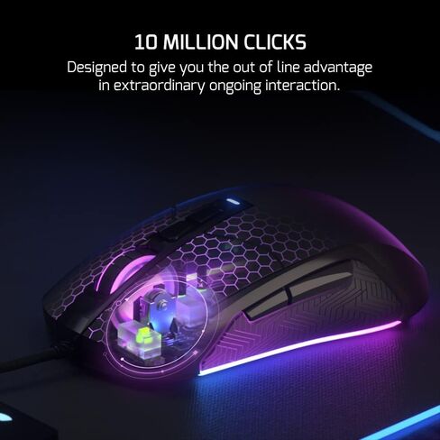 GAMEPOWER Kyojin RGB Wired Gaming Mouse, 6400 DPI Optical Sensor, Programmable Buttons, Black in Saudi Arabia