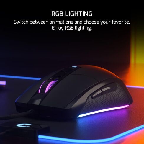 GAMEPOWER Kyojin RGB Wired Gaming Mouse, 6400 DPI Optical Sensor, Programmable Buttons, Black in Saudi Arabia