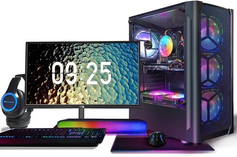 STGAubron Gaming PC Bundle with 24Inch FHD LED Monitor-Intel core I7 3.4G up to 3.9G,Radeon RX 580 8G GDDR5,16G,512G SSD,WiFi,BT 5.0,RGB Keybaord&Mouse&Mouse Pad,RGB BT Sound Bar,W10H64 in Saudi Arabia