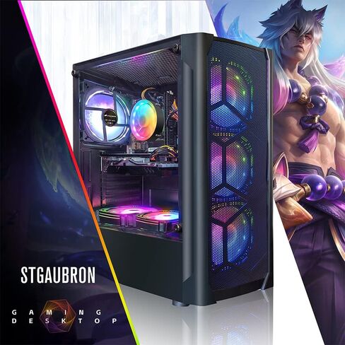 STGAubron Gaming PC Bundle with 24Inch FHD LED Monitor-Intel core I7 3.4G up to 3.9G,Radeon RX 580 8G GDDR5,16G,512G SSD,WiFi,BT 5.0,RGB Keybaord&Mouse&Mouse Pad,RGB BT Sound Bar,W10H64 in Saudi Arabia