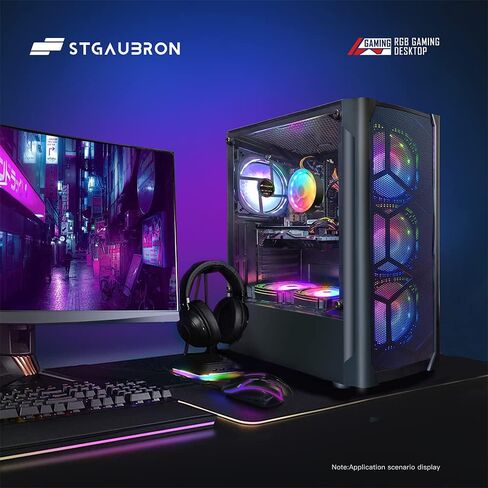STGAubron Gaming PC Bundle with 24Inch FHD LED Monitor-Intel core I7 3.4G up to 3.9G,Radeon RX 580 8G GDDR5,16G,512G SSD,WiFi,BT 5.0,RGB Keybaord&Mouse&Mouse Pad,RGB BT Sound Bar,W10H64 in Saudi Arabia